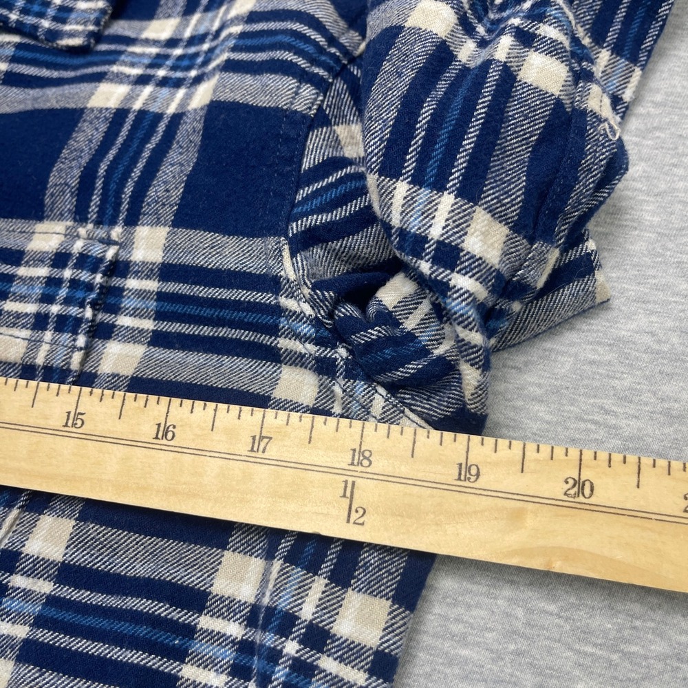 Gap Kids Flannel Shirt Boys L 10 Husky Plaid Blue Tan Button-down EUC Bundle Two - Picture 7 of 9